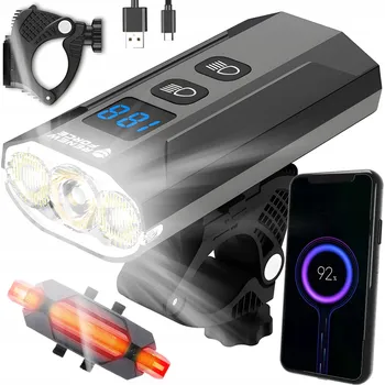 Cyklosvítilna Výkonné PŘEDNÍ SVĚTLO na KOLO LED 1300lm svítilna 5400mAh SADA na KOLO