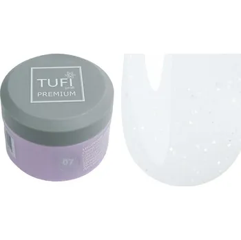 Lak na nehty TUFI profi Stavební gel Gel UV/LED 07 bílý se třpytkami 5 ml