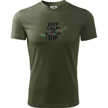 Pánské tričko Zeleno červený graf Keep Calm and Buy the Dip - Pánské triko Fantasy sportovní (dresovina) - 2XL ( Khaki )