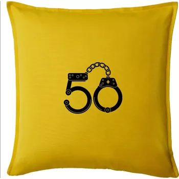 Polštář Narozeninové tričko pro policajta - pouta 50 - Polštář 50x50 - 50x50 - Pouze potah ( Žlutá )