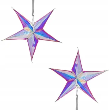 Vánoční dekorace VÁNOČNÍ HVĚZDA NA STROMEČEK špička na vánoční strom LED sada 2 kusů + dálkové ovládání