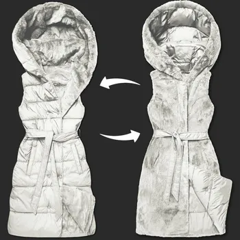 Dámská vesta Dámská hrubší oboustranná péřovo-kožešinová vesta ecru, odstíny béžové S (36) i392_25492-46