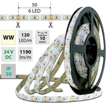 LED páska MCLED Pásek LED SMD2835 WW, 120LED/m, 14W/m, 1190lm/m, IP20, DC 24V, 10mm, 50m ML-126.367.60.2