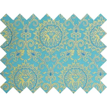 HEDVA ČESKÝ BROKÁT Vzorek brokátu 5x10cm 51323 ZAJÍCI tyrkysová | 36