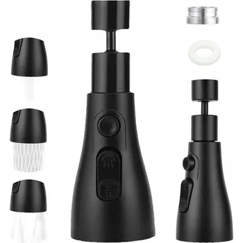 Vodovodní baterie KUCHYŇSKÁ BATERIE S NÁSTAVCEM / PRODLUŽOVACÍ KONCOVKA NA KOHOUTEK, 3 REŽIMY, ADAPTÉR 360°, ČERNÁ