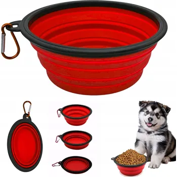 Miska pro psa Skládací (cestovní) silikonová konvice Tojato červená 1 l