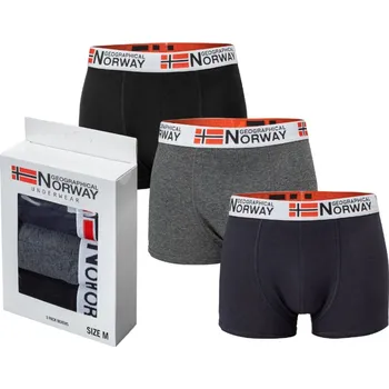 Boxerky Pánské boxerky Geographical Norway 3-balení GN-06 šedá/černá/námořnická modrá XXL
