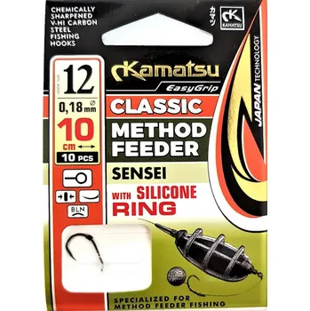 Rybářský háček Háčky pro lov ze dna, lov na plavanou, s návazcem, s protihrotem Kamatsu SENSEI CLASSIC METHOD FEEDER 1 ks