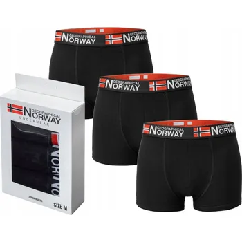Boxerky Pánské boxerky Geographical Norway 3-pack GN-02 černé M