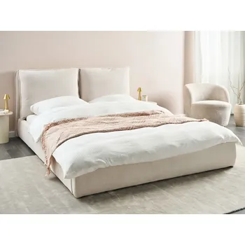 Postel Vodní postel béžová látkové čalounění 160 x 200 cm čalouněné čelo moderní styl ložnice Beliani