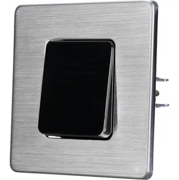 vypínač SPÍNAČ JEDNOPÓLOVÝ JEDNOPÓLOVÝ SPÍNAČ PREMIUM Ocel Kartáčovaný Černý Plast