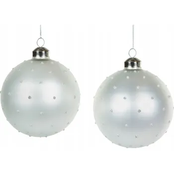 Vánoční dekorace 2 ks vánočních VÁNOČNÍ BAŇKY zdobených bílými