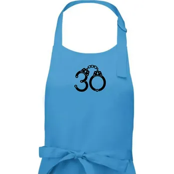 Kuchyňská zástěra Narozeninové tričko pro policajta - pouta 30 - Dámská zástěra na vaření - Univerzální velikost ( Světlý tyrkys )