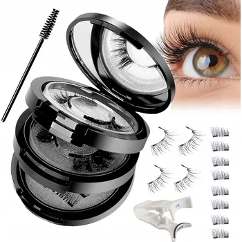 Umělé řasy MAGNETICKÉ ŘASY 3D UMĚLÉ DLOUHÉ SADA 4 PÁRY + PINZETA ZRCÁTKO