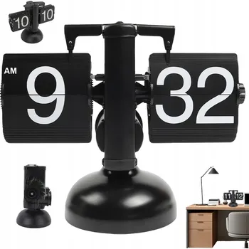 Hodiny MECHANICKÉ PŘEKLÁPĚCÍ HODINY STOJÍCÍ S REGULAČNÍM KNOFLÍKEM ČERNÉ ABS