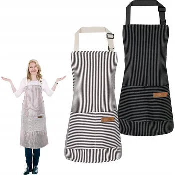 Kuchyňská zástěra SADA 2x KUSŮ KUCHYŇSKÁ ZÁSTĚRA ČERNÁ GASTRONOMIE + Kapsa