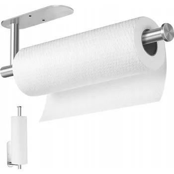 Držák na ručník DRŽÁK VĚŠÁK NA PAPÍROVÉ UTĚRKY DO KUCHYNĚ bez vrtání STŘÍBRNÝ LOFT