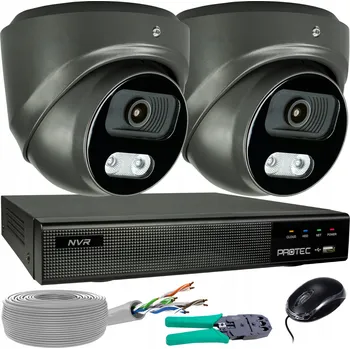 IP kamera Sada 2 grafitových kamer Ip 8MP 4K Poe Detekce lidí a vozidel bez hdd