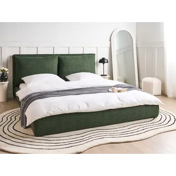 Postel Vodní postel tmavě zelená látkové čalounění 180 x 200 cm čalouněné čelo moderní styl ložnice Beliani