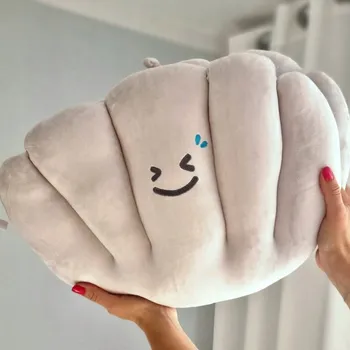 plyšák Plyšová Hračka POLŠTÁŘ dekorativní otevírací MUŠLE ŠEDÁ