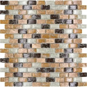 Obklad Skleněná mozaika, cihla s efektem ledově hnědé