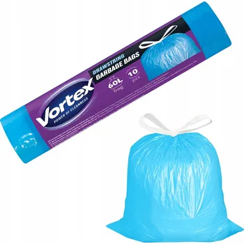 Pytle na odpadky Vortex Pytle na odpadky se stahovací páskou Modré Univerzální 60L 10 ks