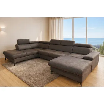 Sedací souprava Rozkládací rohová sedačka APOLO U hnědá