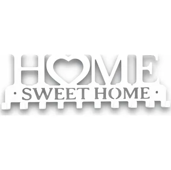 Věšák VĚŠÁK NA STĚNU NA OBLEČENÍ KLÍČE BUNDY DO PŘEDSÍNĚ MOTIV HOME BÍLÝ