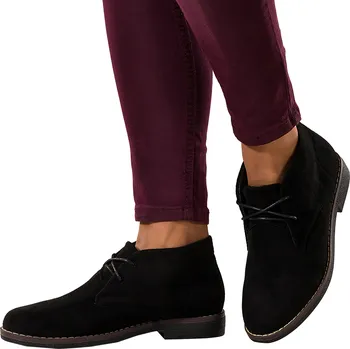 Dámská zimní obuv KOTNÍKOVÉ BOTY Černé Dámské Kotníkové Boty na Plochém Podpatku POHODLNÉ Šněrovací Semišové MÓDNÍ vel. 40