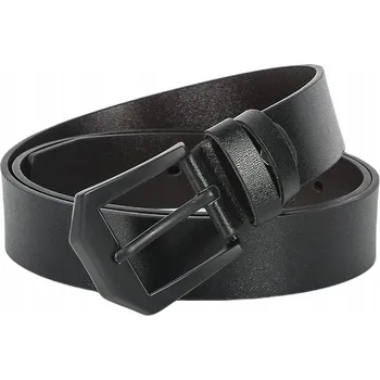 Opasek KOŽENÝ OPASEK PÁNSKÝ KE KALHOTÁM KLASICKÝ PEVNÝ S KOVOVOU PŘEZKOU ČERNÝ