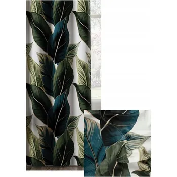 Zatemňovací Závěs Závěs pokoje s velkými listy a páskou 270x230 cm