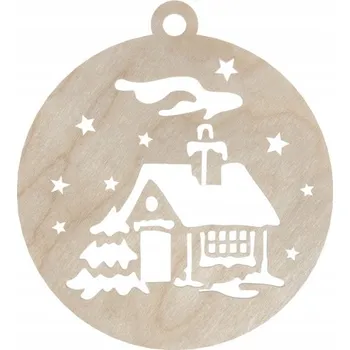 Vánoční dekorace DŘEVĚNÁ VÁNOČNÍ KOULE DOMEČEK NA VÁNOČNÍ STROMEK VÁNOČNÍ OZDOBA DEKORACE