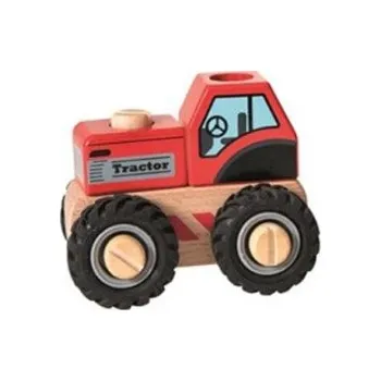 Dřevěná hračka Dřevěný traktor k sestavení - se šroubovákem