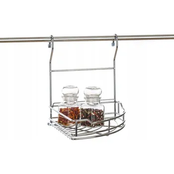 Drátěná police ROHOVÝ KOŠÍK POLIČKA NA ZÁBRADLÍ CHROMOVANÝ STŘÍBRNÝ VARIELLA 23CM