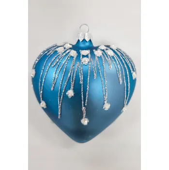 Vánoční dekorace Vánoční Koule Modré srdíčko - 1 kus