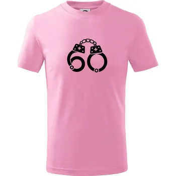 Narozeninové tričko pro policajta - pouta 60 - Tričko dětské bavlněné - 98 cm / 2 roky ( Růžová )