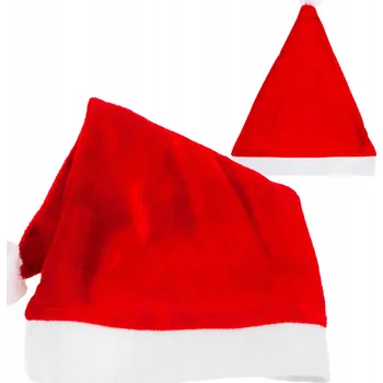 Čepice ČEPICE MIKULÁŠE PLYŠOVÁ S BAMBULKOU UNIVERZÁLNÍ VELIKOST ČERVENÁ