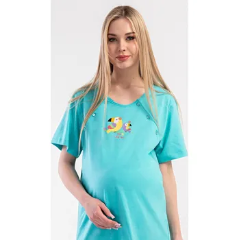 Dámské pyžamo Mateřská noční košile Papoušek Vienetta – bavlněná, mentolová L i232_10176_55455957:mentolová L