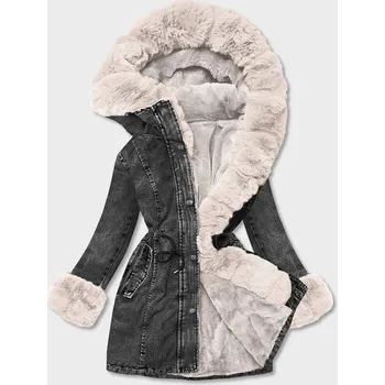 Dámská cargo bunda Dámská džínová bunda s kožešinovou podšívkou černá SWEST, odstíny černé XL (42) i392_21246-53