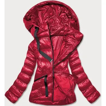 Dámská cargo bunda Červená dámská krátká zimní bunda s kapucí, odstíny červené M (38) i392_21003-47