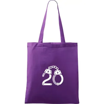 Narozeninové tričko pro policajta - pouta 20 - Taška bavlněná - 42 x 38 cm ( Fialová )