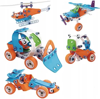 ostatní stavebnice Stavebnice 5v1 Vozidla Letadlo Helikoptéra 132 Dílů
