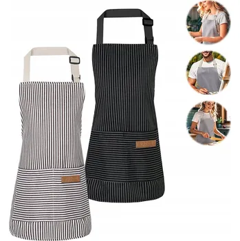 Kuchyňská zástěra SADA 2x KUSŮ KUCHYŇSKÁ ZÁSTĚRA ČERNÁ GASTRONOMIE + Kapsa