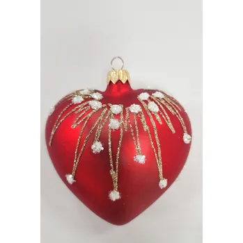 Vánoce Vánoční Koule na vánoční stromeček Červené srdíčko - 1 kus
