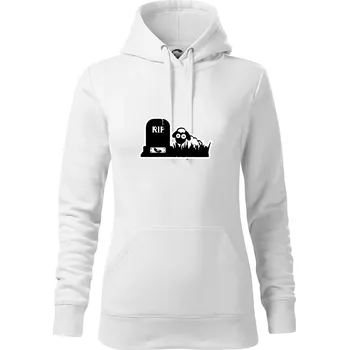 Dámská mikina RIP - Náhrobek - Jitrnice - Ovečka - Mikina dámská Cape s kapucí - XL ( Bílá )