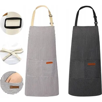 Kuchyňská zástěra SADA 2x KUSŮ KUCHYŇSKÁ ZÁSTĚRA ČERNÁ GASTRONOMIE + Kapsa