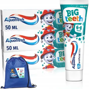 zubní pasta Aquafresh Big Teeth Tlapková patrola Zubní Pasta pro Děti 6+ 3x50ml + Dárek