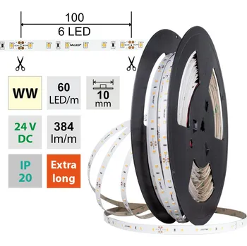 LED páska MCLED Pásek LED SMD2835 WW, 60LED/m, 4,8W/m, DC 24V, 384lm/m, CRI90, IP20, 10mm, 50m ML-126.873.60.2