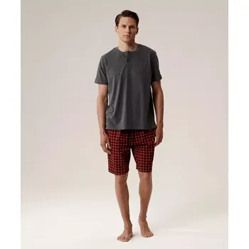 Pánské pyžamo Pyžamo Atlantic NMP-397 kr/r S-2XL vínově šedá S