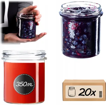 Sklenice 20x ZAVAŘOVACÍ SKLENICE 350 ml SKLENĚNÁ NA ZAVAŘENINY DŽEM MASO